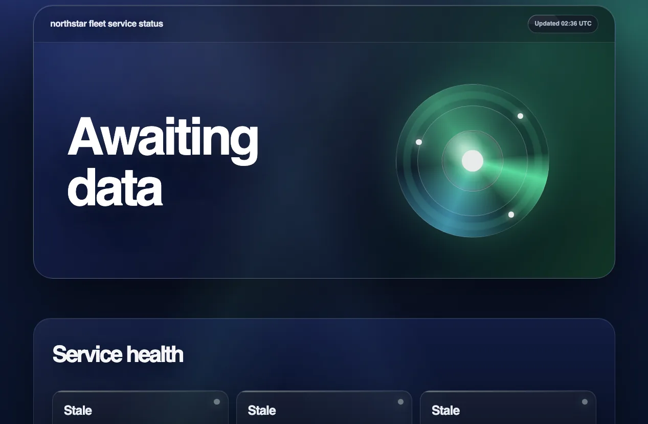 Northstar Fleet Service Status page showing service health and customer-facing incident updates